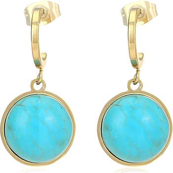 HARAHU Обеците to-21667 - Златна / Тюркоазена kp21667 (to-21667)