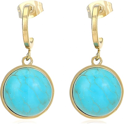 HARAHU Обеците to-21667 - Златна / Тюркоазена kp21667 (to-21667)