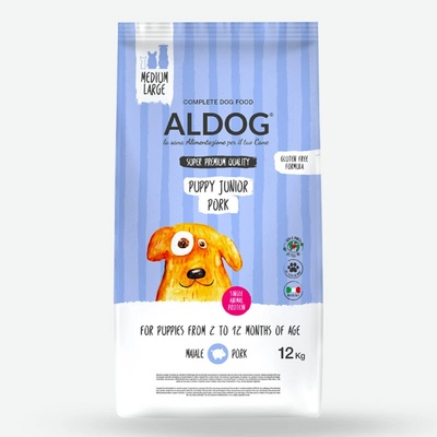 Aldog Puppy&Junior Medium&Maxi Pork and Rice 12 kg