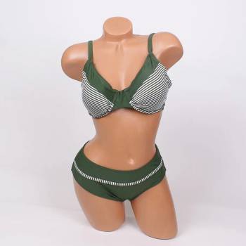 Image 1 of Макси тъмнозелен бански с бяло райе - чашка С/d