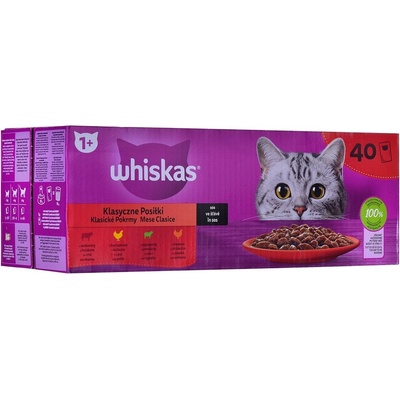 Whiskas WHISKAS Classic meals in sauce Мокра храна за котки, класически меню в сос, 40x85 g