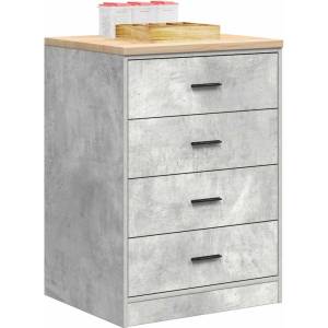 vidaXL Гаражен шкаф за съхранение, бетонно сив, 60x51x85 см, бор масив (860601)