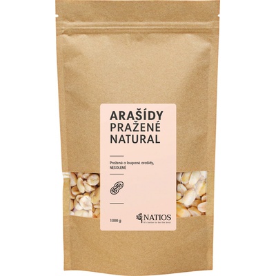 Natios Arašidy pražené a lúpané Nesolené 1000 g