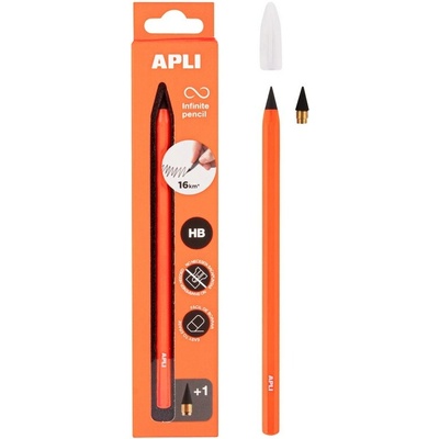 Apli Infinite Nekonečná tužka v oranžovém obalu, Grafitová tuha, 2 kusy hrotu, délka psaní 16 km bez ořezávání – Zbozi.Blesk.cz