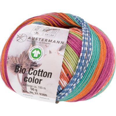 Austermann BIO COTTON COLOR - 100% organická bavlna - Ručně pletací příze Barva: 112 FLORIDA