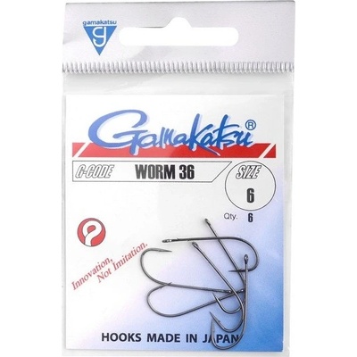GAMAKATSU Worm 36 Black veľ.2 6 ks
