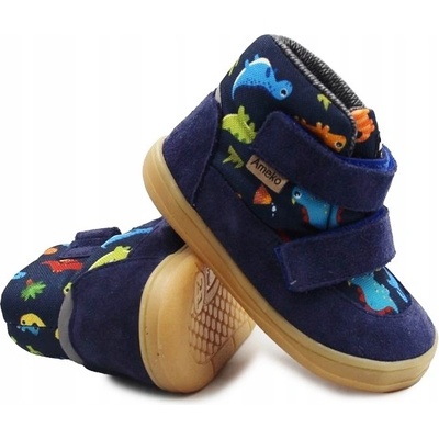 Ameko kotníkové boty barefoot nolan dino na suchý zip