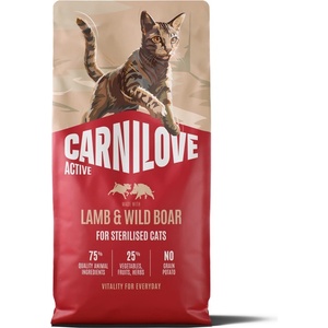 CARNILOVE Active Cat с агнешко и дива свиня за кастрирани възрастни котки, 6 кг