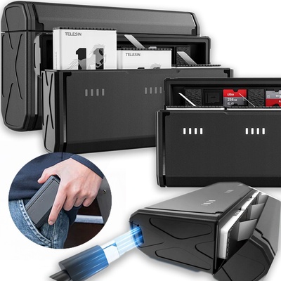 Telesin 3 Slots Battery Charger Storage Box TF Card Reader Case for GoPro Hero 9 / Hero 10 GP-BTR-904-GY