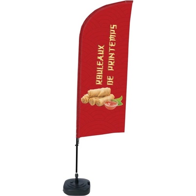 Jansen Display Kompletní sada reklamní vlajky ve tvaru křídla, Jarní závitky, francouzština, 1105 x 3300 mm