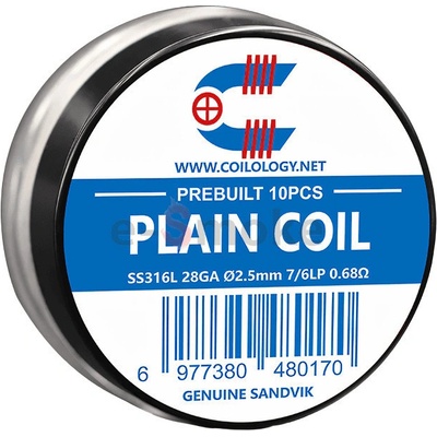 Coilology 10 ks Plain Coil SS316L špirálky 0,68 ohm