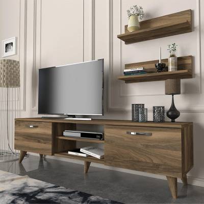 TopMebel Модул за телевизор Colin от меламин в цвят орех 150x29.5x40, 6см