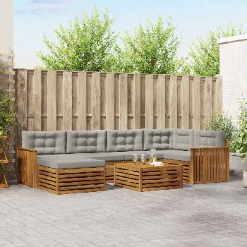 vidaXL Комплект дивани за открито 7 pcs Естествено и светло сиво (3373776)