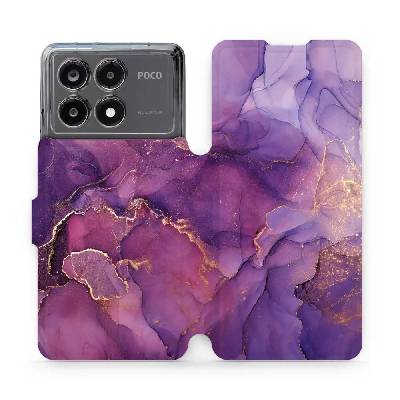 Flipové pouzdro Mobiwear - Xiaomi Poco X6 Pro 5G - VP20S Fialový mramor (Knížkové flip pouzdro, obal, kryt na mobil Xiaomi Poco X6 Pro 5G - VP20S Fialový mramor, materiál Umělá kůže + TPU - ochrana 36