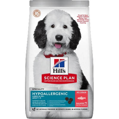 Hill's Hill's Science Plan Canine Hypoallergenic Large Breed Adult - хипоалергенна суха храна за кучета от едри породи от 1 до 6 години със сьомга - 10 +2 кг