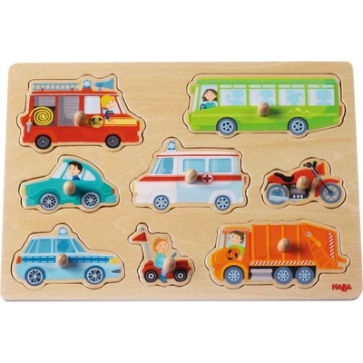 HABA Дървен пъзел с вложки Превозни средства