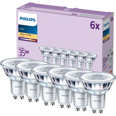 Philips 6x LED halogenová žárovka GU10 PAR16 3,5W = 35W 255 lm 2700K teplá bílá