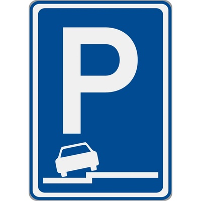 Dopravní značka IP11g Parkoviště (částečné stání na chodníku podélné)