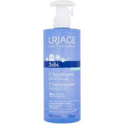 Uriage Bébé 1st Cleansing Water 500 ml нежна почистваща вода за лице, тяло и областта на пелените