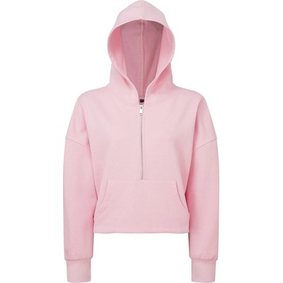 TriDri dámská mikina s 1/2 zipem a kapucí Světle růžová