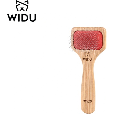 WIDU malý kartáč pro malé dlouhosrsté psy a kočky z certifikovaného jasanového dřeva s galvanizovanými kovovými zuby 16 x 7 cm