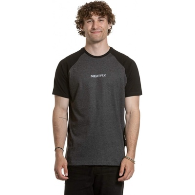 Meatfly pánské tričko Ozzy Raglan Charcoal Heather black