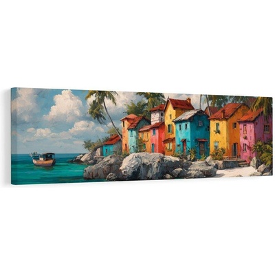 Obraz tropická idylka s palmami - 135x45