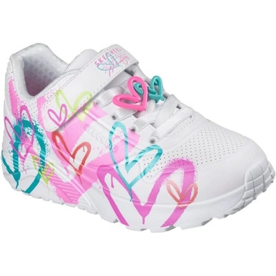 Skechers dievčenská rekreačná obuv -Uno Lite GoldCrown K white/multi color
