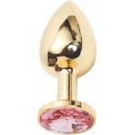 Sensual Метално дилдо Butt Plug "GOLD CRYSTAL PINK" 7 см. Размер - S