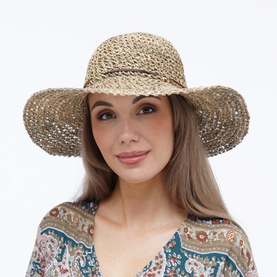 Krumlovanka letní klobouk z pletené mořské trávy Fa-43523 natur