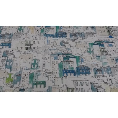 Dekoračná látka MANAGUA CASAS blue šírka 140 cm