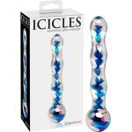 Icicles No. 08 - стъклено дилдо с два края - вълнообразно - прозрачно/синьо