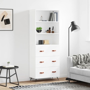 vidaXL Висок шкаф, бял, 69, 5x34x180 см, инженерно дърво (3189349)