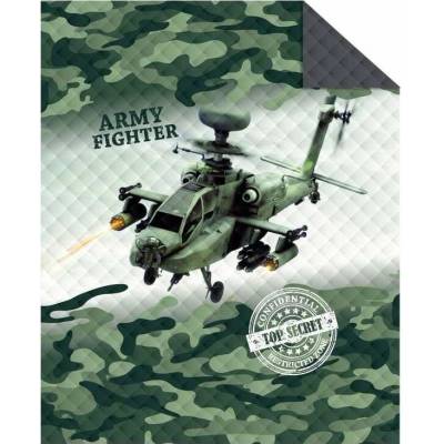 DETEXPOL Přehoz na postel Army vrtulník Polyester, 170/210
