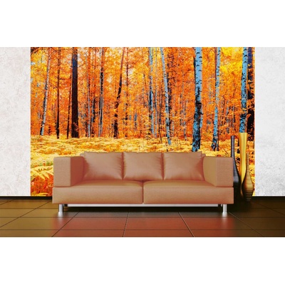 DIMEX ART Самозалепваща се флизелинова фототапета жълта есенна гора 375 x 250 см