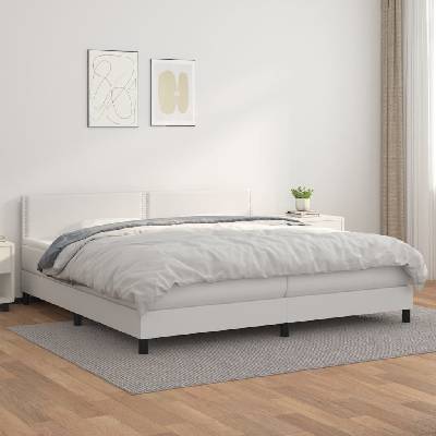 Petrashop 3141084 boxspring postel s matrací bílá umělá kůže