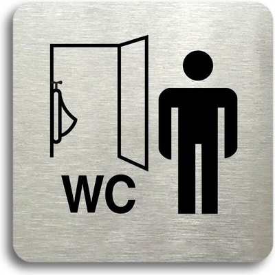 Accept Piktogram "WC muži pisoár" (80 × 80 mm) (stříbrná tabulka - černý tisk bez rámečku)