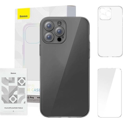 Baseus Crystal Series Clear Case Set (ARSJ000402) - поликарбонатов кейс и стъклено защитно покритие за дисплея за iPhone 12 Pro (прозрачен)