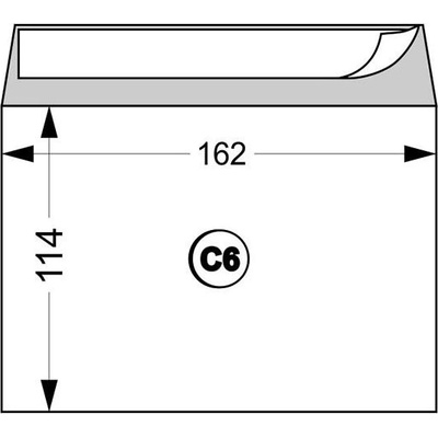 Плик за писма, C6, 114 x 162 mm, хартиен, със самозалепваща лента, бял, 50 броя