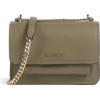 Michael Kors kožená crossbody kabelka na řetízku Claire zelená