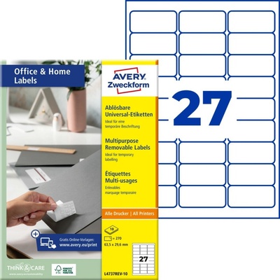 Avery Zweckform A4, bílé L4737REV-10