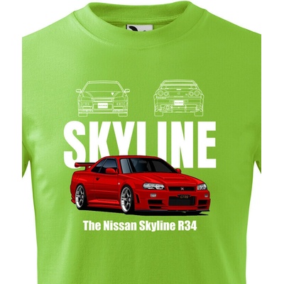 Dětské tričko Nissan Skyline R34 Jablková zelená Canvas Bezvatriko.cz 2328