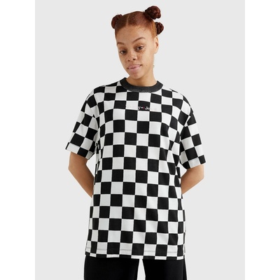 Tommy Jeans dámské triko CHECKER černo-bílé