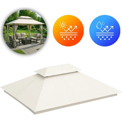 MultiGarden 1701-C3X4-BEIGE Náhradní střecha pro zahradní altán 3x4 m, vodotěsná, s větracím otvorem, béžová
