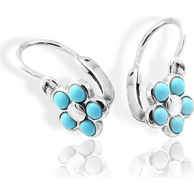 Zlatnictví zlatíčko zlaté dětské náušnice pomněnky s tyrkysy 890.00006