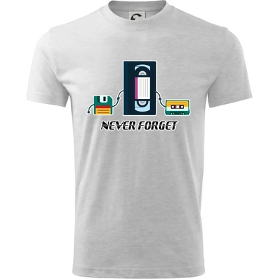 Never forget 90s tričko detské svetlosivý melír