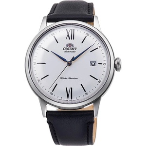Orient RA-AC0022S Мъжки часовник - Класически, Автоматичен, Бял циферблат, Черна кожа, Прозрачен гръб Часовници