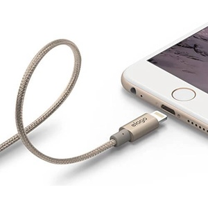 elago Aluminum Lightning USB Cable - USB кабел за iPhone 6, iPhone 6 Plus, iPad, iPod и всеки Apple продукт с Lightning вход (златист) (ECA-ALGD-IPL)