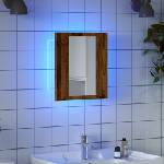 vidaXL LED шкаф за баня с огледало, старо дърво, 40x12x45 см (856279)