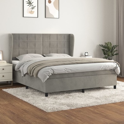 Petrashop 3129225 boxspring postel s matrací světle šedá samet